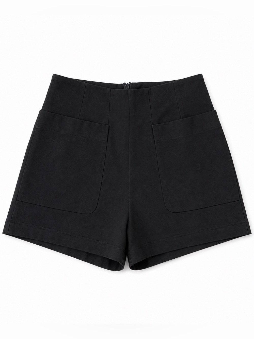 Lush Black High-Waist Front-Pocket Shorts